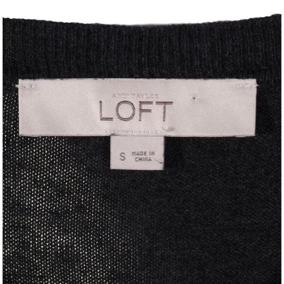 Loft Cardigan Women Small Formal Gray Embossed Beads Stones Jeweled Long Sleeve - Picture 10 of 11